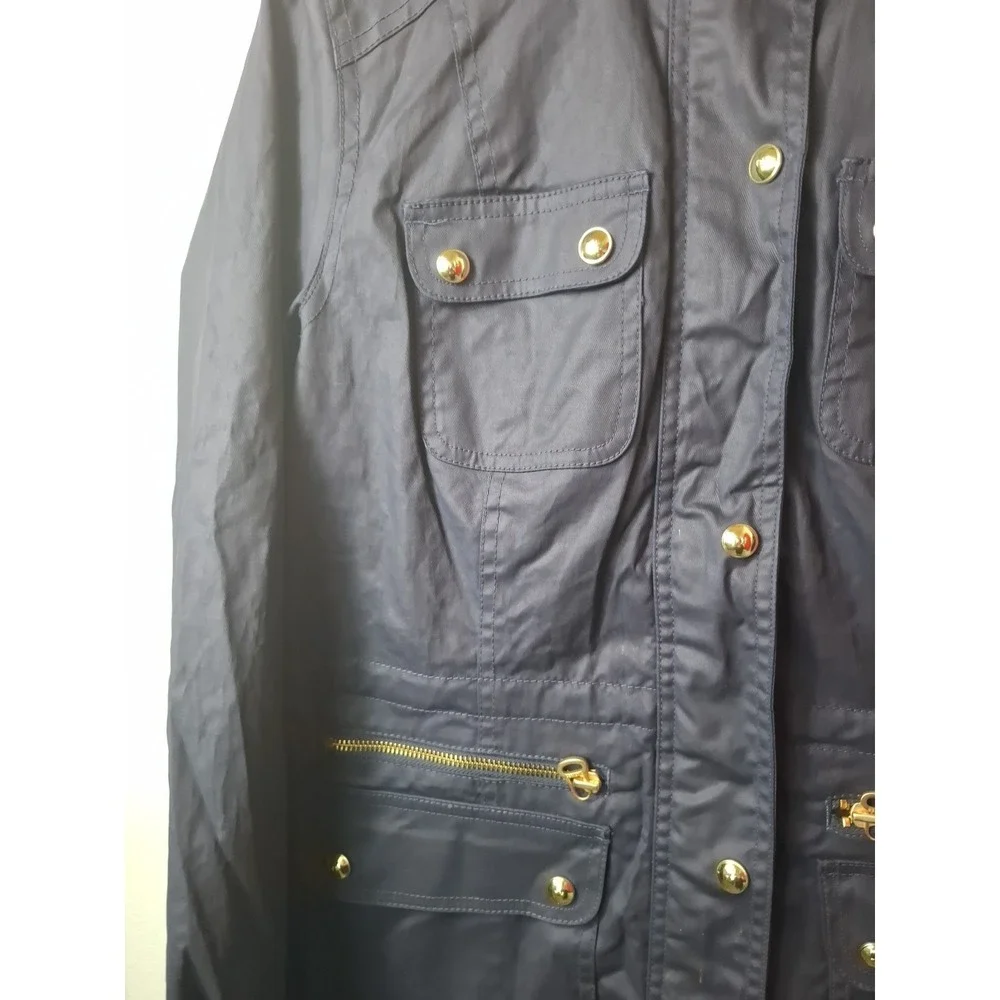 Gorgeous TOMMY HILFIGER Navy Gold LOGO‎ Women Size M Jacket Org $129